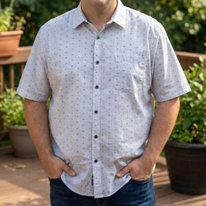 Van Heusen Studio Mens Casual Button Up Shirt Size XXL Gray Classic Short Sleeve